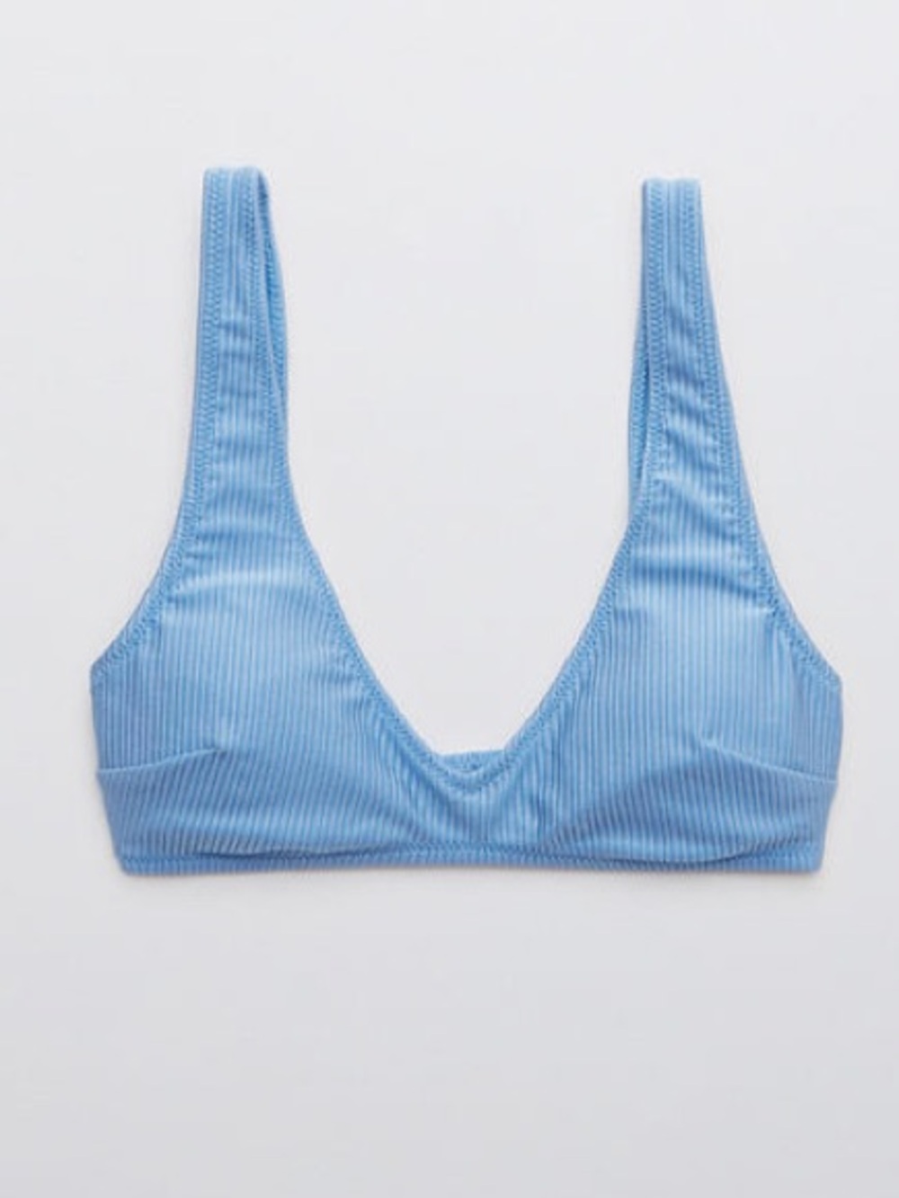 NWT Aerie Ribbed Shine Scoop Plunge Bikini Top in Harbor Blue Size XS
